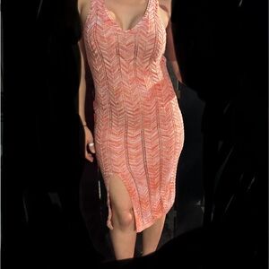 NYC Peach and White Midi Dress